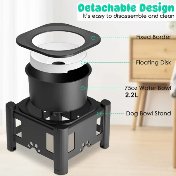 Adjustable Stainless Steel Elevated Dog Bowl – 2.2L Non-Slip Slow Water Feeder - Image 5